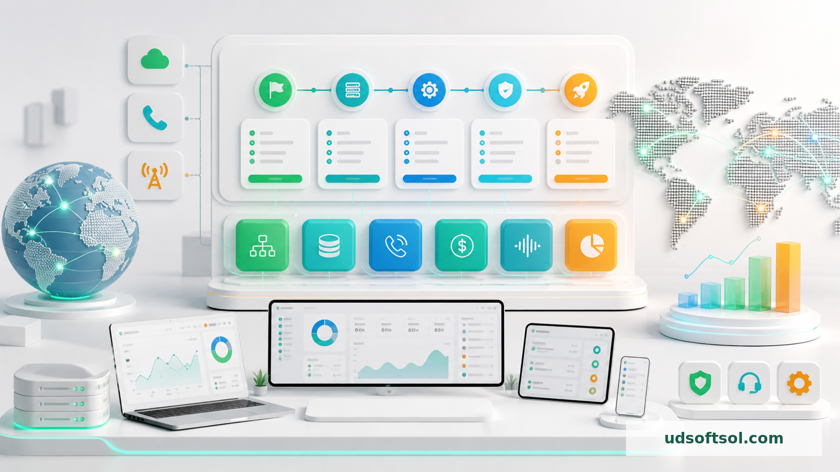 UDSoftSol premium telecom operations dashboard visual